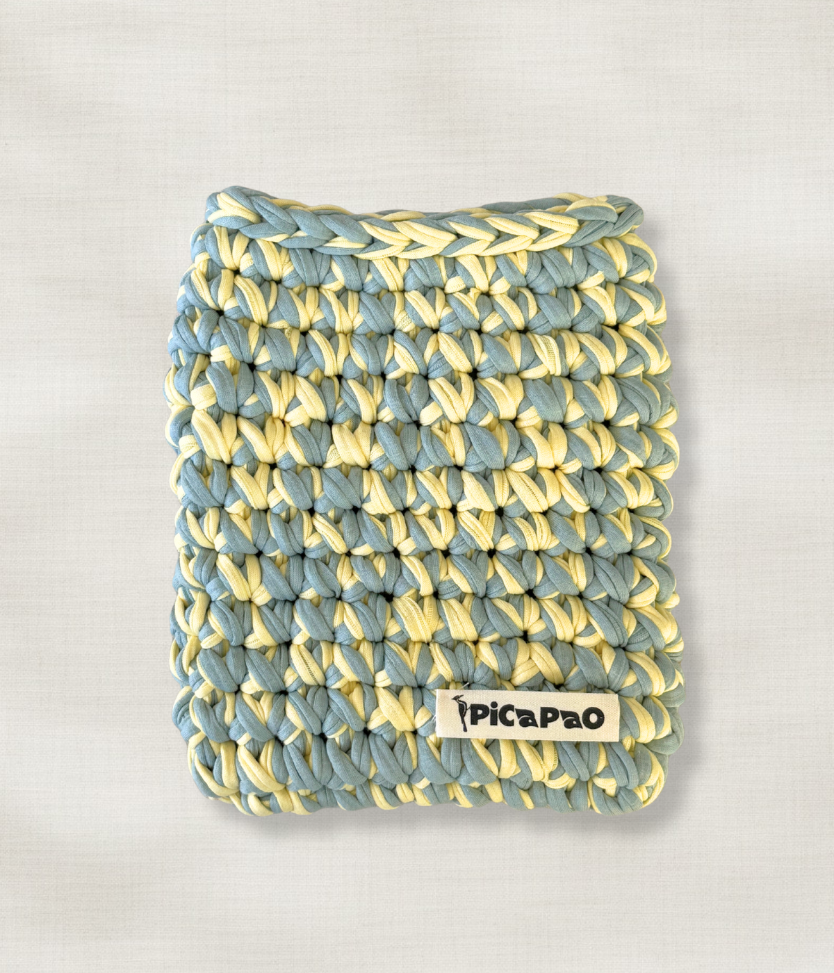 Light Blue/Yellow Kindle Crochet Pouch