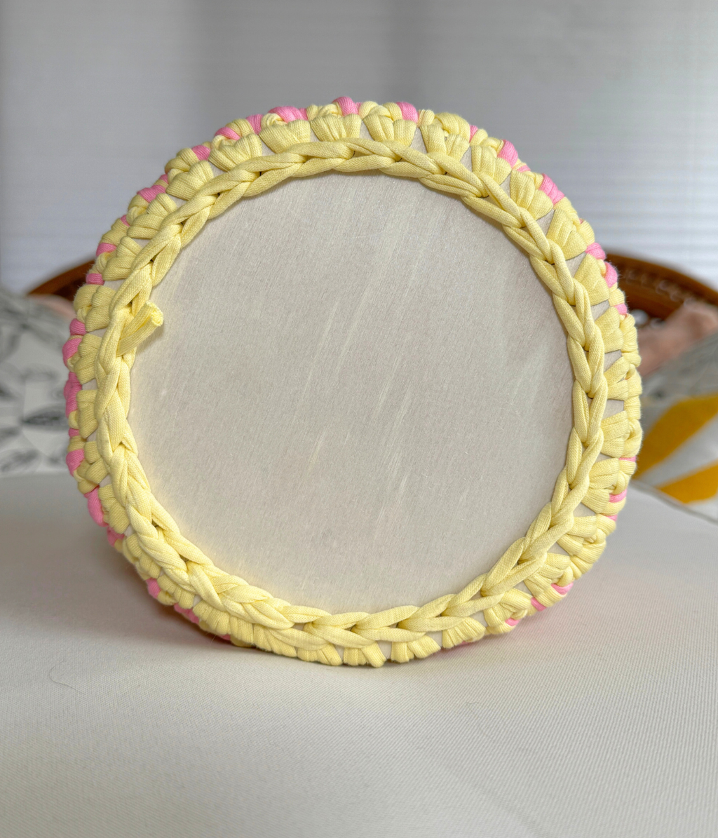 Pink/Yellow Crochet Basket