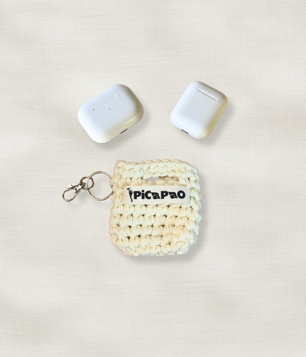 White Airpods Crochet Pouch
