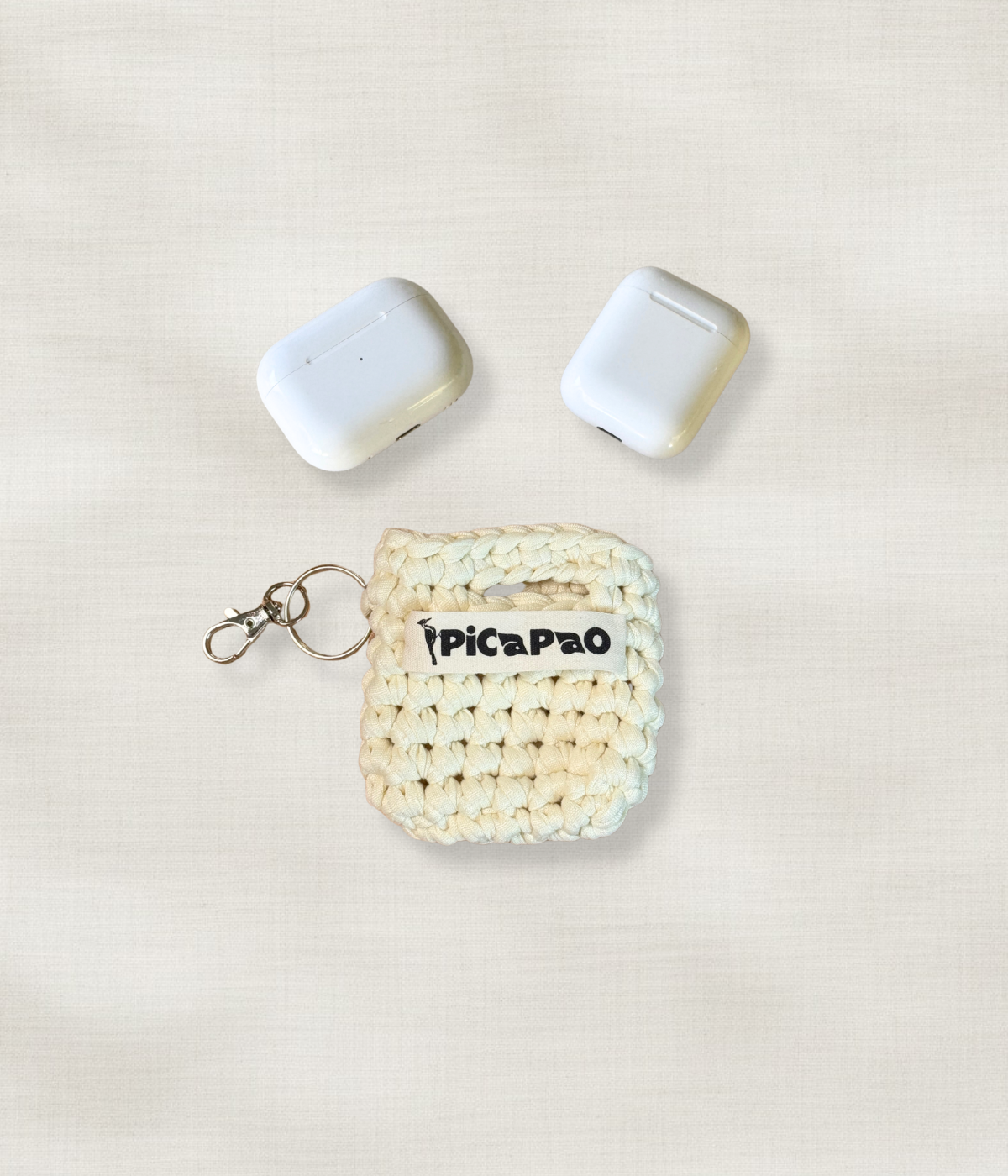 White Airpods Crochet Pouch