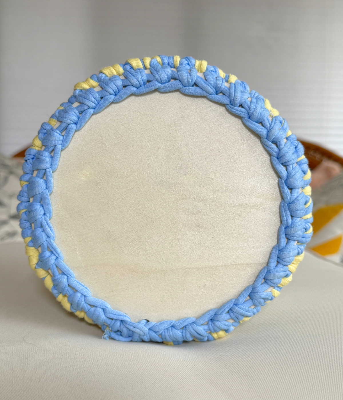 Light Blue/Yellow Crochet Basket