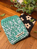 Green & Light Blue Kindle Crochet Pouch