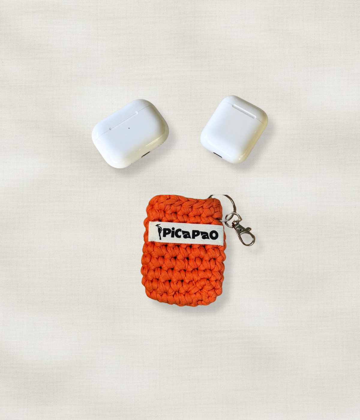 Orange Airpods Crochet Pouch