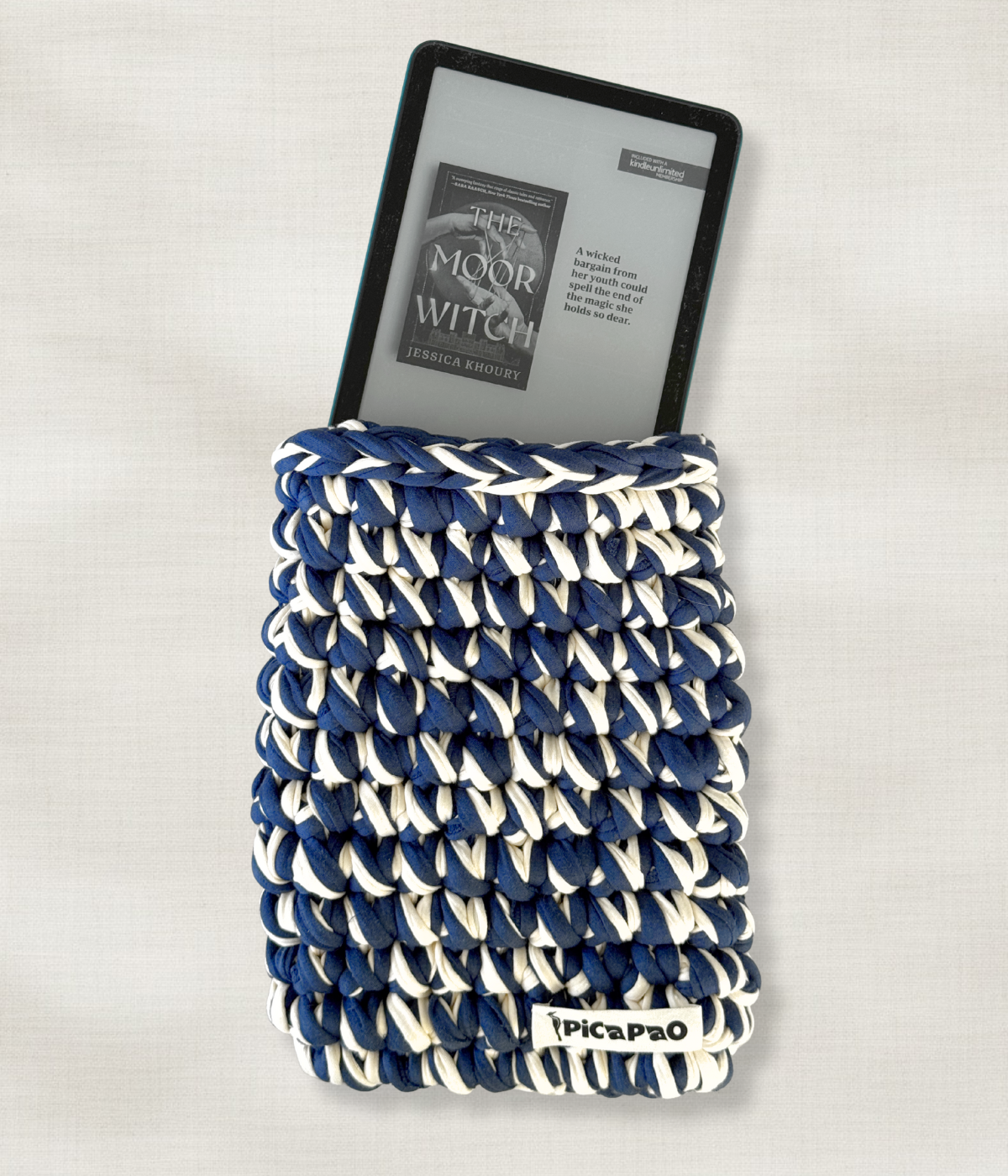 Navy Kindle Crochet Pouch