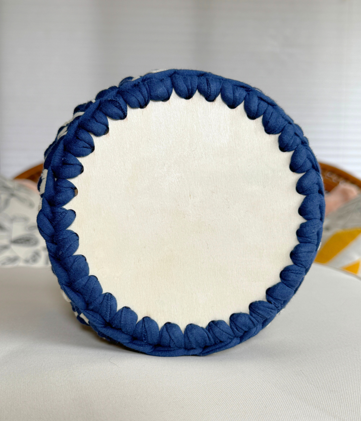 Navy Blue/White Crochet Basket