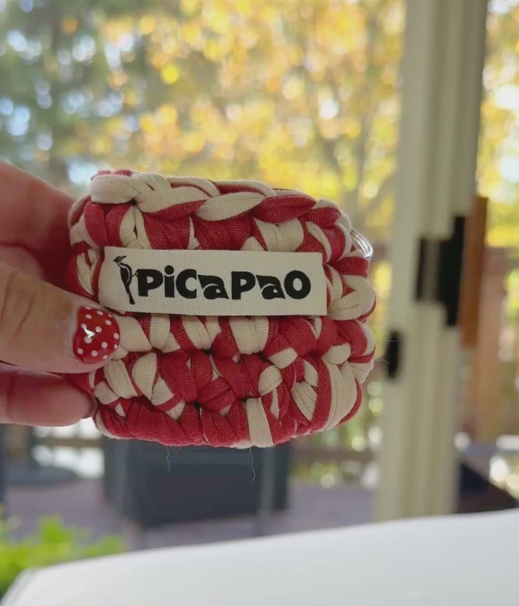 Maroon Cream Airpods Crochet Pouch